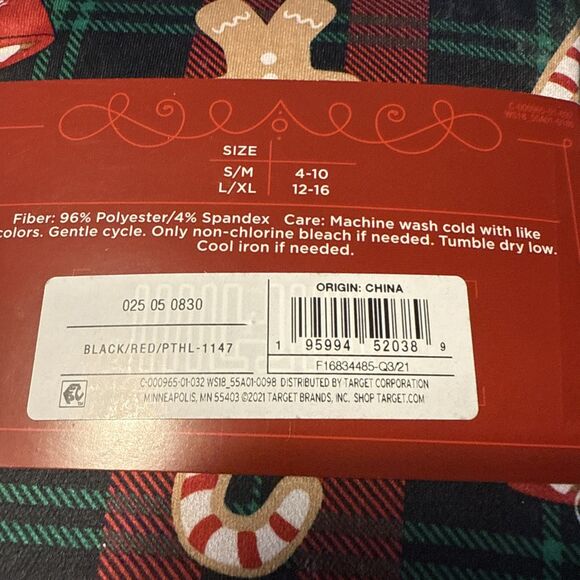 L/XL Womens Holiday Plaid Seamless Fleece Lined Leggings  Wondershop™ Black/Red - Picture 4 of 5